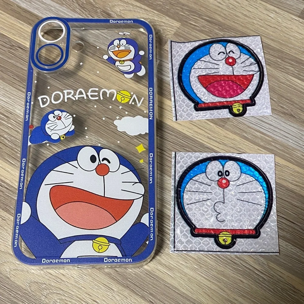 Doraemon Clear iPhone 16 plus Case - Blue and White